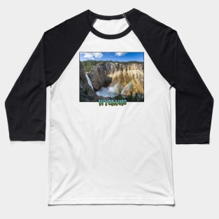Wyoming State Outline (Lower Yellowstone Falls) Baseball T-Shirt